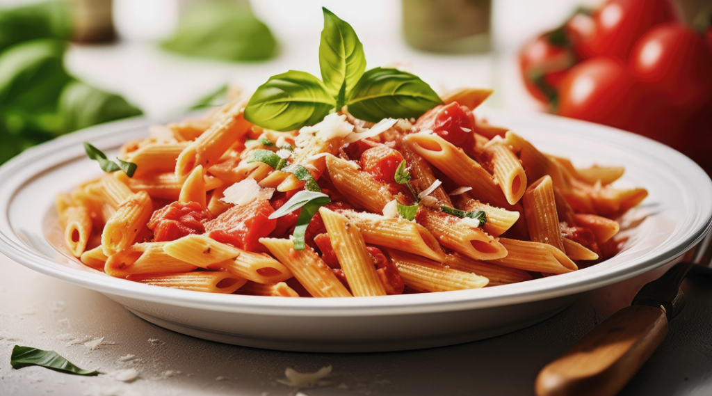 pasta-pomodorini-verdure-ricetta-online-saporido e basilico