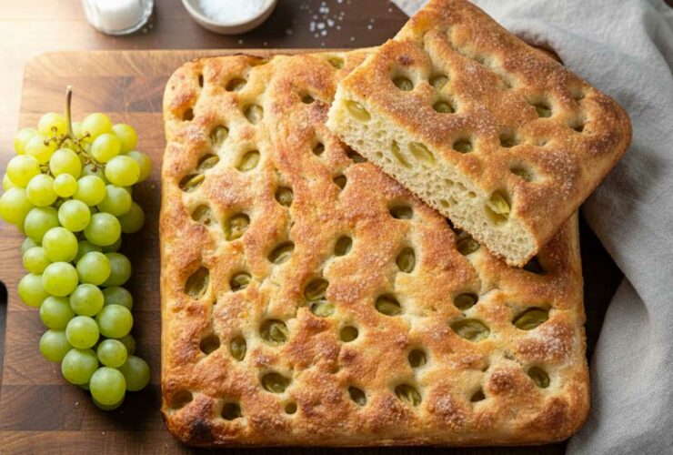 idea ricetta focaccia con uva bianca e zucchero anche come dessert