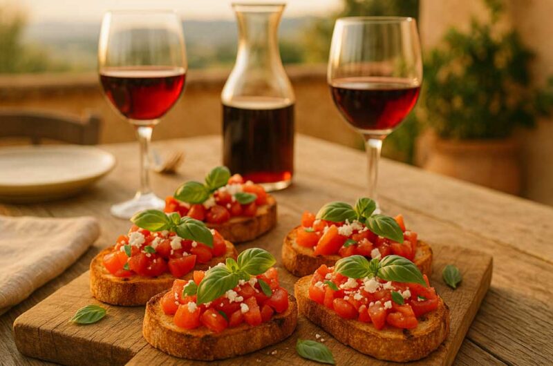 Bruschette al pomodoro, basilico e ricotta salata