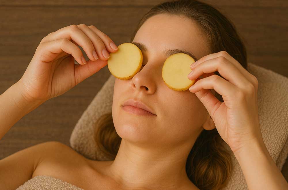 Impacco di patate: rimedio naturale per occhi stanchi