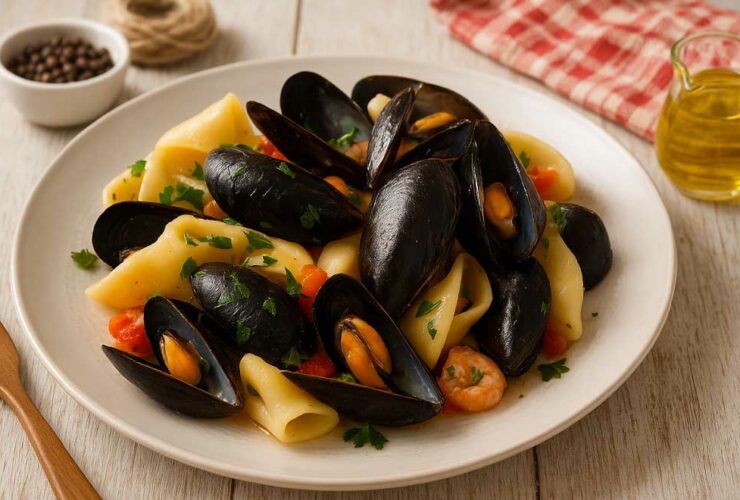 ricetta-primo-piatto-paccheri-cozze-e-gamberetti